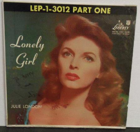 JULIE LONDON LONELY GIRL SIGNED LP 1956 AUTOGRAPH COA ORIGINAL